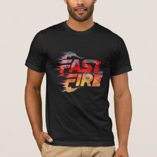 Herren-Schnell-und-Feuer-Renn-Typografie-Schwarzes T-Shirt