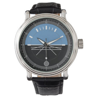 Herren Schwarze Lederuhr Luftfahrt Armbanduhr