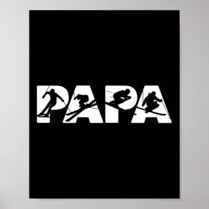 Herren Skifahrer Papa T-Shirt, Lustiges Papa Skifa Poster