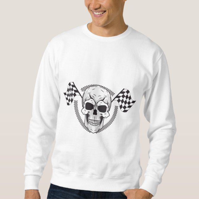 Herren Skull Rennflagge Sweatshirt (Vorderseite)