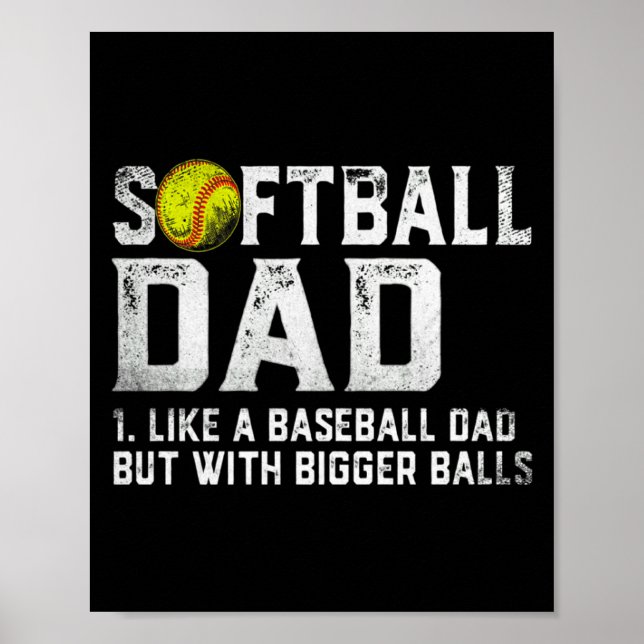 Herren Softball Vater Baseball Größere Väter D T-S Poster (Vorne)
