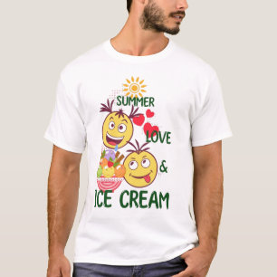 Herren Sommer Liebe & Eiscreme T-Shirt - Lustige S