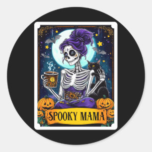 Herren Spooky Mama Tarotkarte Halloween Mama Toten Runder Aufkleber