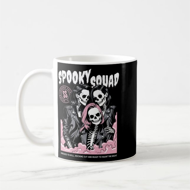 Herren Spooky Squad Skelett passendes Halloween Kaffeetasse (Links)
