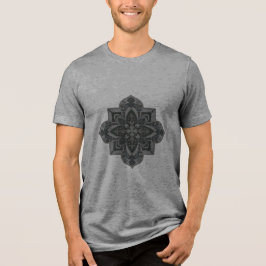 Herren-T-Shirt mit geometrischem grauem und schwar Tri-Blend Shirt