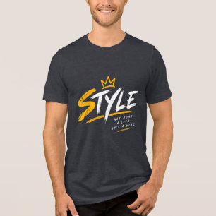 Herren-T-Shirt mit Kronen-Grafik-Typografie in Sch Tri-Blend Shirt