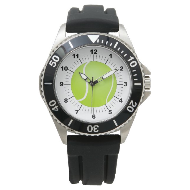Herren-Tennis-Ball Kronenkralle Schwarzkautschukla Armbanduhr (Vorderseite)
