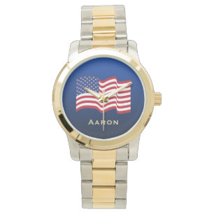 Herren-Uhr mit personalisierter amerikanischer Fla Armbanduhr
