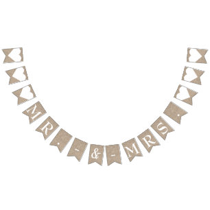 Herren- und Damen-Burlap-Hochzeits-Einladung zum B Wimpelkette