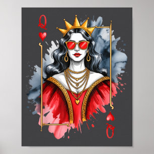 Herren Valentinstagskarte Königin Herzen Poster