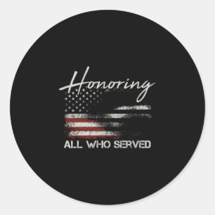 Herren Veteranen amerikanische Flagge, die ehren, Runder Aufkleber
