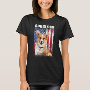 Herren Vintage Amerikanische Flagge Corgi Vater Hu T-Shirt
