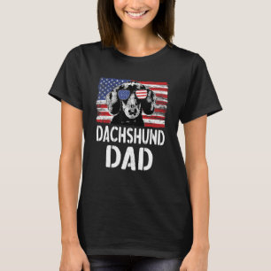 Herren Vintage Amerikanische Flagge Dachshund Vate T-Shirt