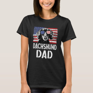 Herren Vintage Amerikanische Flagge Dachshund Vate T-Shirt