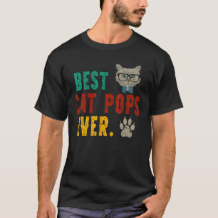 Herren Vintage Best Cat Pops Ever Bump Fi Vatertag T-Shirt