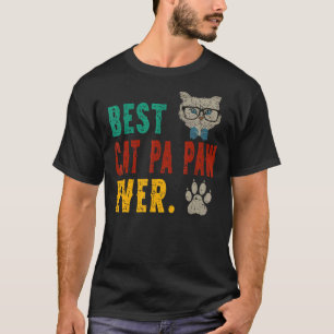 Herren Vintage Beste Katze Papa Pfote jemals Stoß T-Shirt