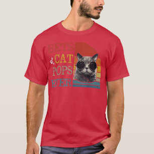 Herren Vintage Beste Katze Pops Ever s Lustige Kat T-Shirt