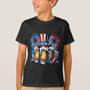 Herren Vintage Bier Amerikanische Flagge 4. Juli M T-Shirt