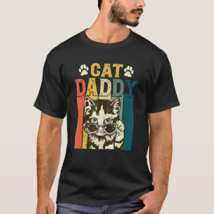 Herren Vintage Cat Daddy Katze Cat Dad Väter T-Shirt