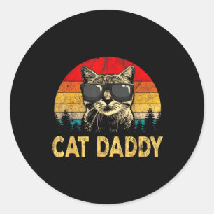 Herren Vintage Cat Daddy Lustiges Katzenliebhaber- Runder Aufkleber