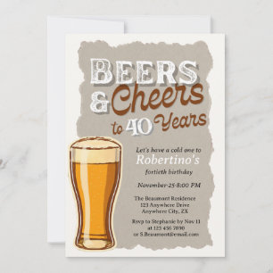 Herren Vintage Cheers & Beers Glas 40. Geburtstag Einladung