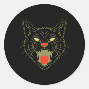 Herren Vintage Halloween Gruselige Schwarze Katze  Runder Aufkleber