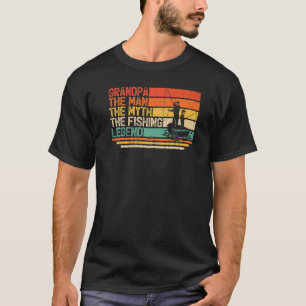 Herren Vintage Opa Der Mann Mythos Angeln Legende T-Shirt