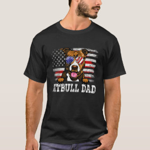 Herren Vintage Pitbull Vater Amerikanische Flagge T-Shirt