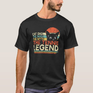 Herren Vintage-Tennisspieler Katze Vater Mann Myth T-Shirt