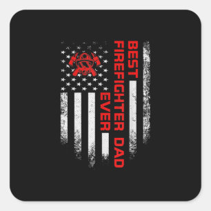 Herren Vintage USA Amerikanische Flagge Bester Feu Quadratischer Aufkleber