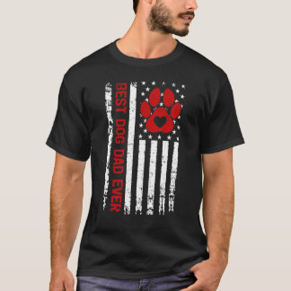 Herren Vintage USA-Flagge Hund Pfotenabdruck Beste T-Shirt