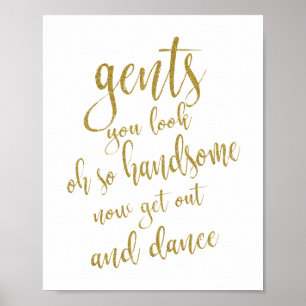 Herren-WC Gold Glitter 8x10 Hochzeitsschild Poster