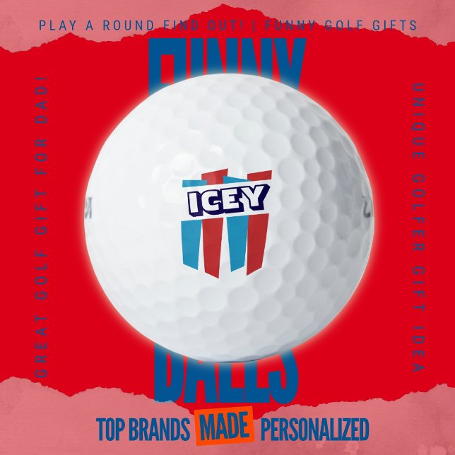 Herren-Wochenende-Scramble-Retro-Frozen-Drink-Paro Golfball (Custom Funny Golf Ball Gifts for Business From Play A Round Find Out, "ICEY" retro slushy spoof)