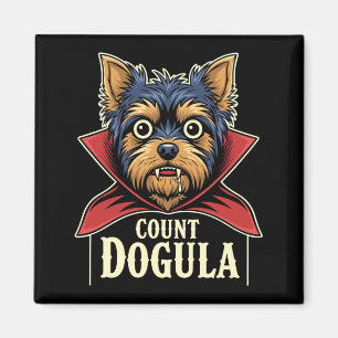 Herren zählen Dogula Yorkie Hund Halloween-Party Magnet