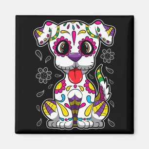 Herren Zucker Schädel Welpe - Día De Muertos Hund Magnet