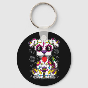 Herren Zucker Schädel Welpe - Día De Muertos Hund Schlüsselanhänger