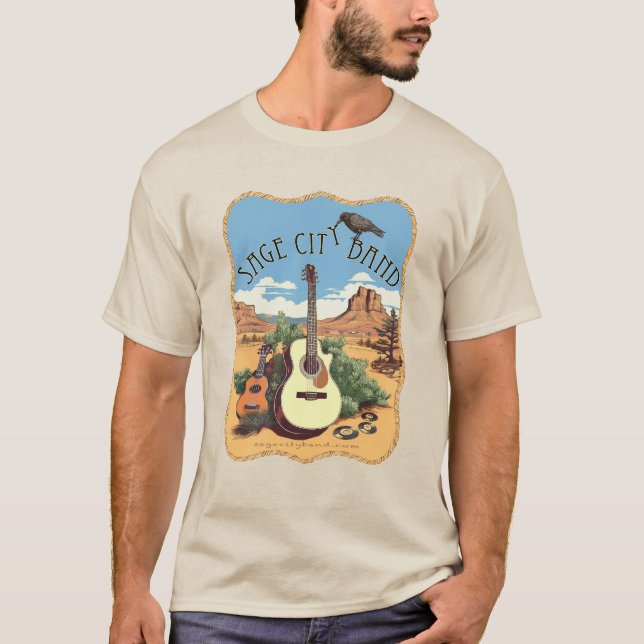 Herrenabschlag mit Sage City Band Logo. T-Shirt (Vorderseite)