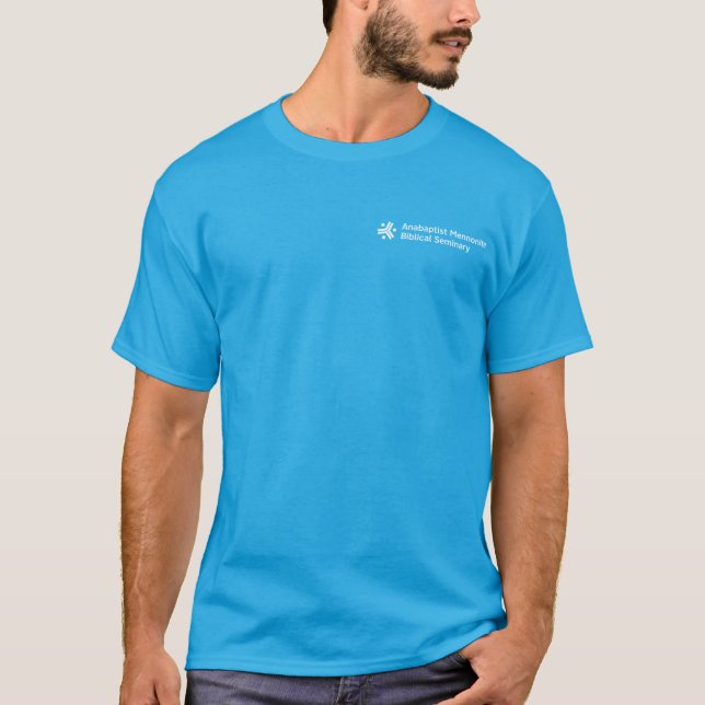 Herrenblaues T-Shirt mit AMBS-Logo (Vorderseite)