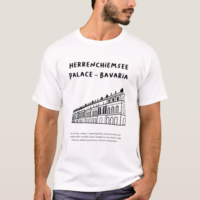 Herrenchiemsee-Palast, Bayern | Minimalistische Ku T-Shirt (Vorderseite)