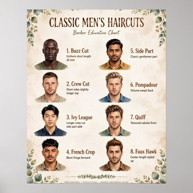 Herrenfrisuren-Chart Poster (Vorne)