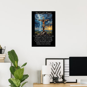 Herrengebet Kreuzigung Blitz Sonnenaufgang Poster