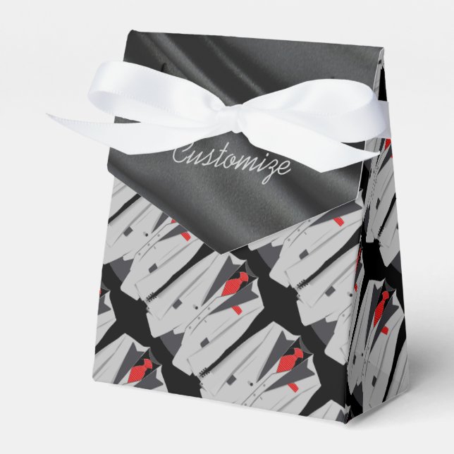 Herrengrauer Anzug und Rote Krawatte - Zelt-Gefäll Geschenkschachtel (Vorderseite)