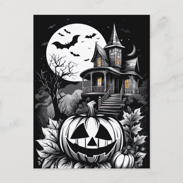 Herrenhaus aus Schatten, Halloween-Schillen Postkarte (Vorderseite)