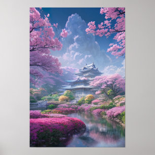 Herrenhaus im Garten der Blume Poster