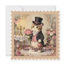 Herrenhut-Katze – Vintage Valentinstagskarte