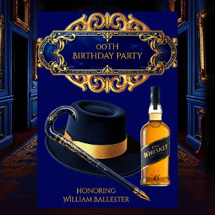 Herrenhut Stock Whiskey Gold Navy Geburtstag Einladung