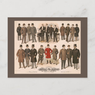 Herrenmode fällt und Winter 1895 Postkarte