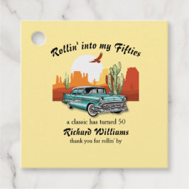 Herrenrétro Classic Blue Car Wüste 50. Geburtstag Geschenkanhänger