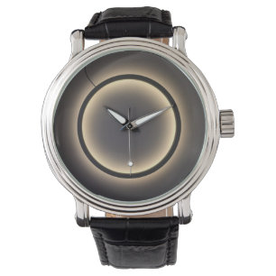 Herrenuhr mit schwarzem Lederarmband in Vintage-Op Armbanduhr