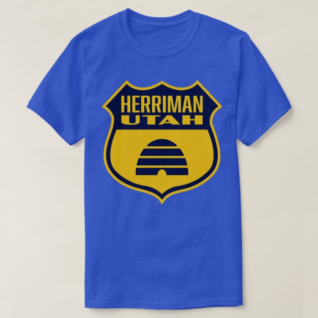 Herriman Utah Retro Flag Schilblau T-Shirt (Design vorne)